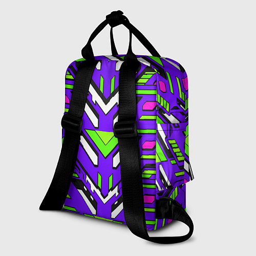 Женский рюкзак Техно броня фиолетово-зелёная / 3D-принт – фото 2