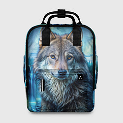 Рюкзак женский Волк и водопад, цвет: 3D-принт