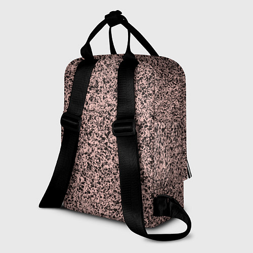 Женский рюкзак Бледно-розовый с чёрными пятнами текстура / 3D-принт – фото 2