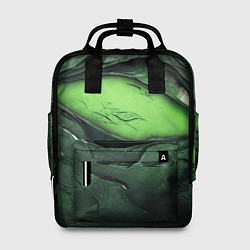 Рюкзак женский Разрез на зеленой абстракции, цвет: 3D-принт