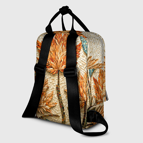 Женский рюкзак Мозаика осенняя листва в теплых тонах / 3D-принт – фото 2