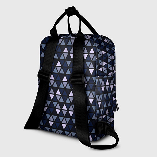 Женский рюкзак Чёрно-синий паттерн треугольники / 3D-принт – фото 2