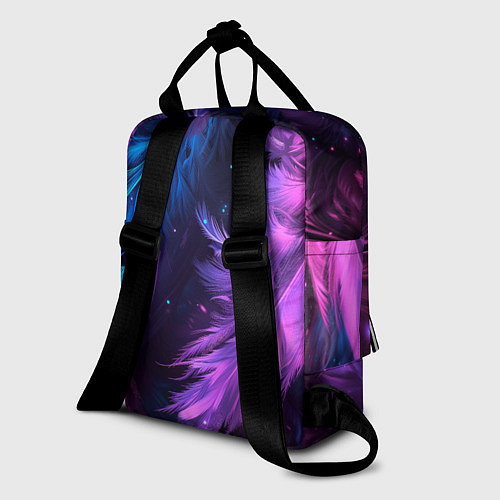 Женский рюкзак Искрящиеся перья в розовых и голубых оттенках / 3D-принт – фото 2