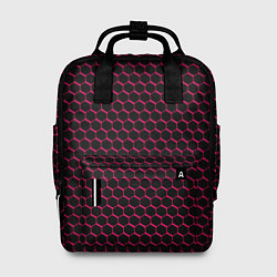 Рюкзак женский Чёрно-розовый паттерн соты, цвет: 3D-принт