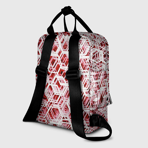 Женский рюкзак Хаотичный гексагональный каркас в красном тумане / 3D-принт – фото 2