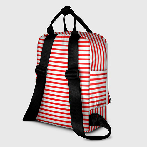 Женский рюкзак Красно-белый полосатый / 3D-принт – фото 2