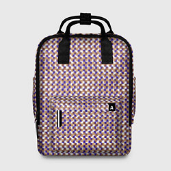 Рюкзак женский Сине-бежевый текстурированный квадраты-рябь, цвет: 3D-принт