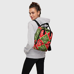 Рюкзак женский Рождественский паттерн со снежинками в ромбах, цвет: 3D-принт — фото 2