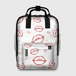 Женский рюкзак Паттерн красные губы на белом - lips classic