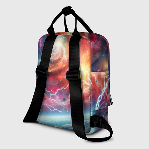 Женский рюкзак Полёт к далёкой галактике - неоновый космос / 3D-принт – фото 2
