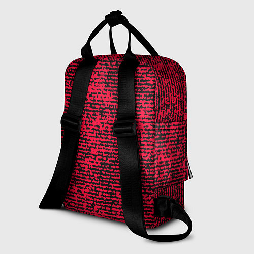 Женский рюкзак Ярко-розовый в чёрную текстурированную полоску / 3D-принт – фото 2