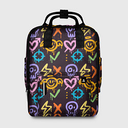 Рюкзак женский Разноцветное граффити узор, цвет: 3D-принт