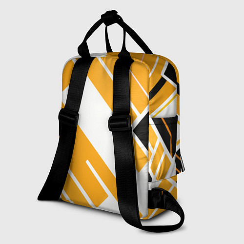 Женский рюкзак Жёлтые широкие линии на белом фоне / 3D-принт – фото 2
