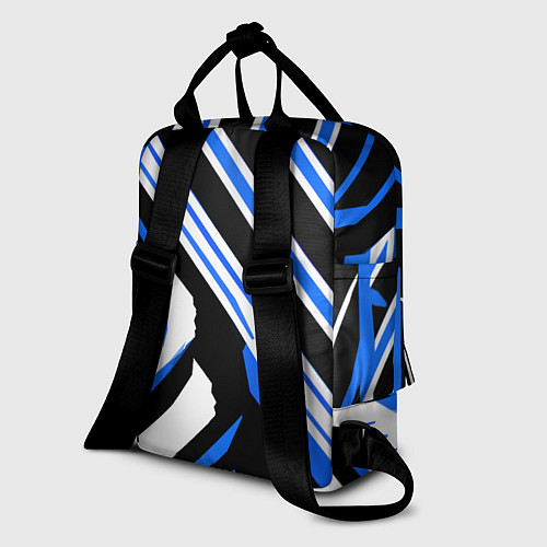Женский рюкзак Чёрно-синие полосы на белом фоне / 3D-принт – фото 2