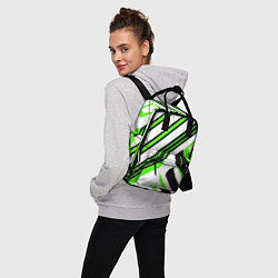 Рюкзак женский Чёрно-зелёные полосы на белом фоне, цвет: 3D-принт — фото 2