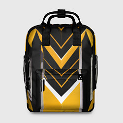 Рюкзак женский Жёлто-серые полосы на чёрном фоне, цвет: 3D-принт