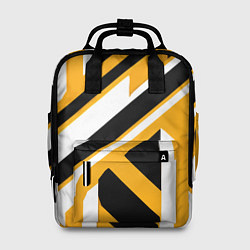 Женский рюкзак Чёрно-белые полосы и фигуры на жёлтом фоне