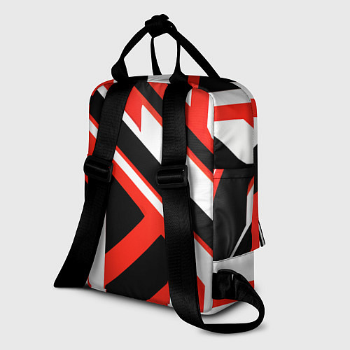 Женский рюкзак Чёрно-красные полосы на белом фоне / 3D-принт – фото 2