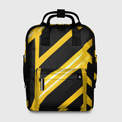 Рюкзак женский Чёрно-белые полосы на жёлтом фоне, цвет: 3D-принт