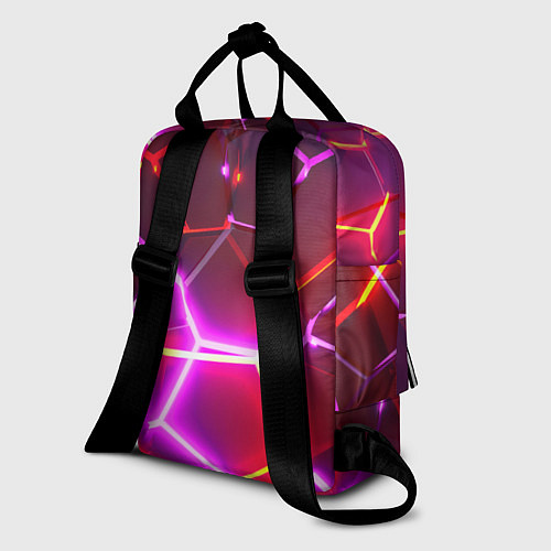Женский рюкзак Красные плиты с фиолетовым свечением / 3D-принт – фото 2
