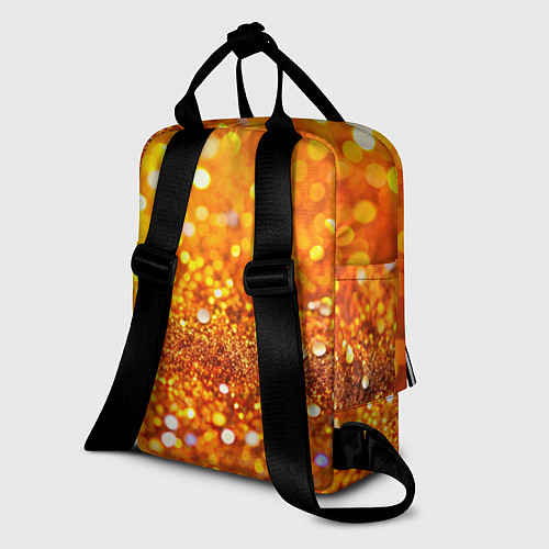 Женский рюкзак Оранжевые и желтые блестяшки боке / 3D-принт – фото 2