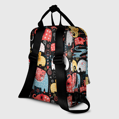 Женский рюкзак Разноцветные слоны узор / 3D-принт – фото 2