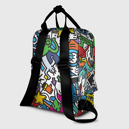 Женский рюкзак Странные разноцветные человечки / 3D-принт – фото 2
