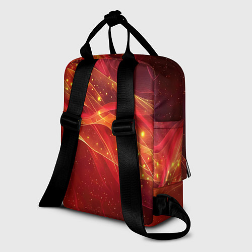 Женский рюкзак Красные и оранжевые линии с золотым блеском / 3D-принт – фото 2