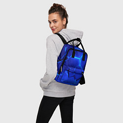 Рюкзак женский Яркие синие неоновые плиты в разломе, цвет: 3D-принт — фото 2