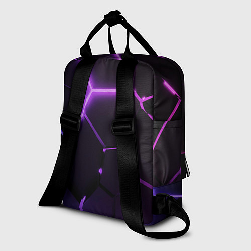 Женский рюкзак Темные фиолетовые неоновые плиты в разломе / 3D-принт – фото 2
