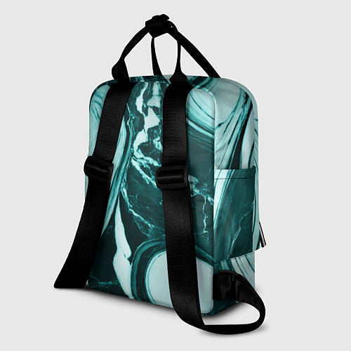Женский рюкзак Бирюзовый мрамор / 3D-принт – фото 2