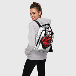 Рюкзак женский Черно-красное сердце настоящее, цвет: 3D-принт — фото 2