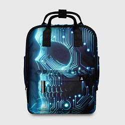 Рюкзак женский Cyber neon skull - ai art с дорожками на плате, цвет: 3D-принт