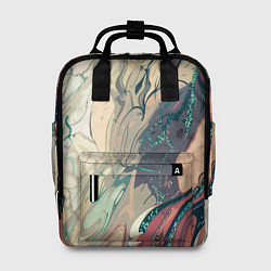 Женский рюкзак Зелёно-розовый стилизованный абстракция