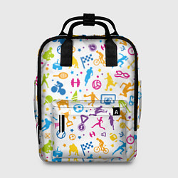 Рюкзак женский Все виды спорта на белом фоне, цвет: 3D-принт