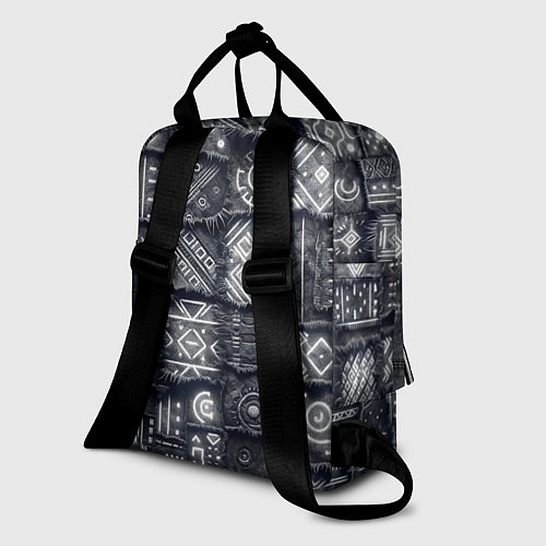Женский рюкзак Африканские узоры на пэчворк дениме / 3D-принт – фото 2