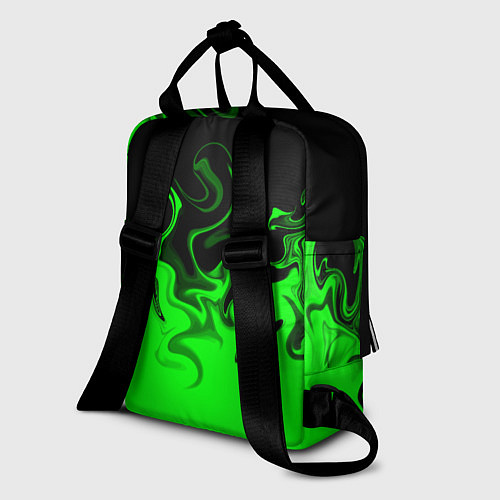 Женский рюкзак Абстрактный зеленый огонь / 3D-принт – фото 2