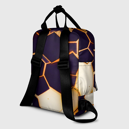 Женский рюкзак Чёрные шестиугольники на чёрном фоне / 3D-принт – фото 2