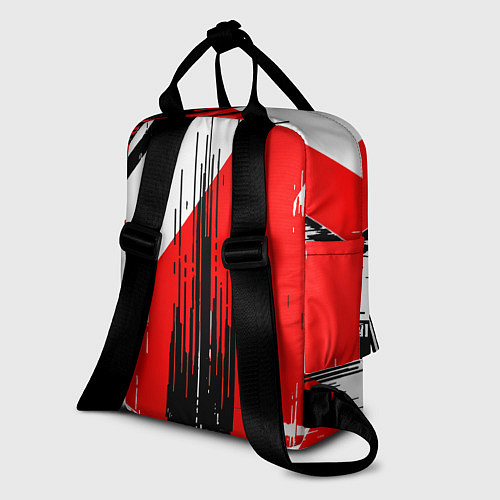 Женский рюкзак Вертикальные чёрные линии на красно-белом фоне / 3D-принт – фото 2