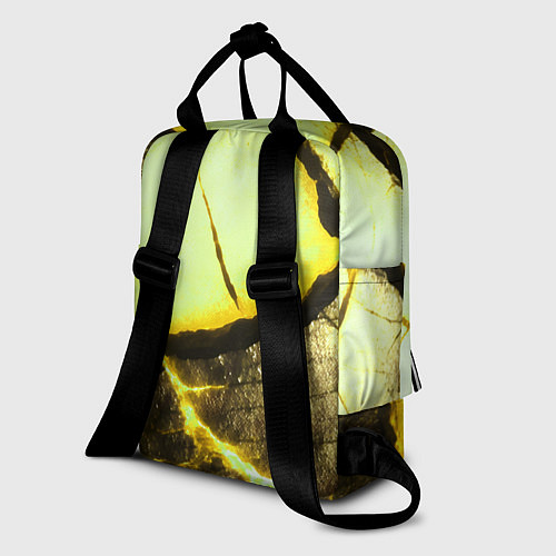 Женский рюкзак Трещины на абстрактном жёлтом фоне / 3D-принт – фото 2