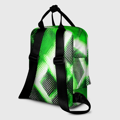 Женский рюкзак Зелёная сеть на чёрном фоне / 3D-принт – фото 2