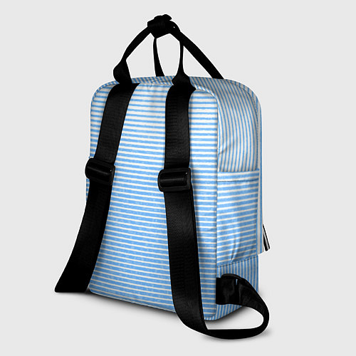 Женский рюкзак Белый с голубым текстурный в полоску / 3D-принт – фото 2