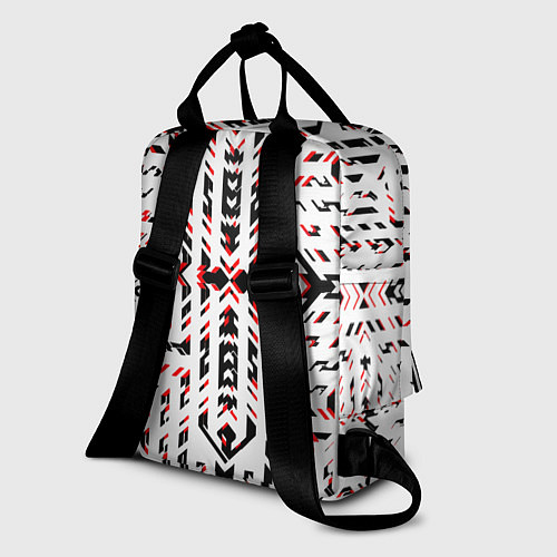 Женский рюкзак Чёрно-красные диагональные полосы на белом фоне / 3D-принт – фото 2