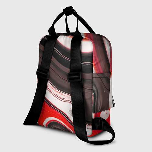Женский рюкзак Волнистые горизонтальные чёрно-красные полосы на б / 3D-принт – фото 2