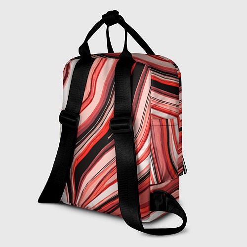 Женский рюкзак Волнистые вертикальные чёрно-красные полосы / 3D-принт – фото 2
