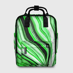 Рюкзак женский Волнистые вертикальные чёрно-зелёные полосы, цвет: 3D-принт