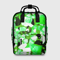 Рюкзак женский Green and white abstraction on a black background, цвет: 3D-принт