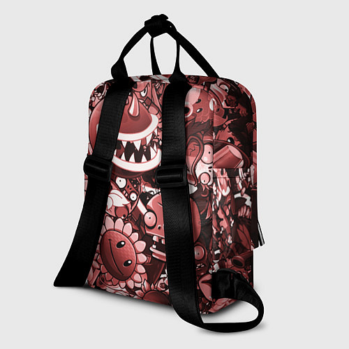 Женский рюкзак Растения против зомби в красном цвете / 3D-принт – фото 2