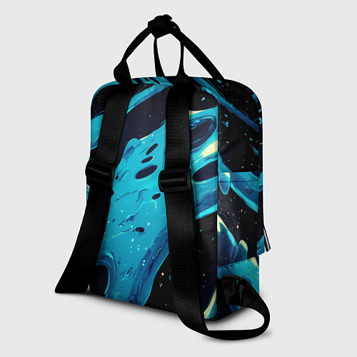 Женский рюкзак Синие волны краски на черном / 3D-принт – фото 2
