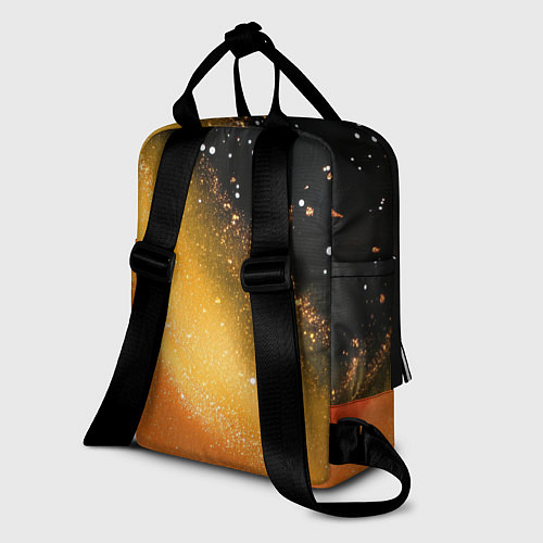 Женский рюкзак Черно-оранжевая блестящая текстура / 3D-принт – фото 2